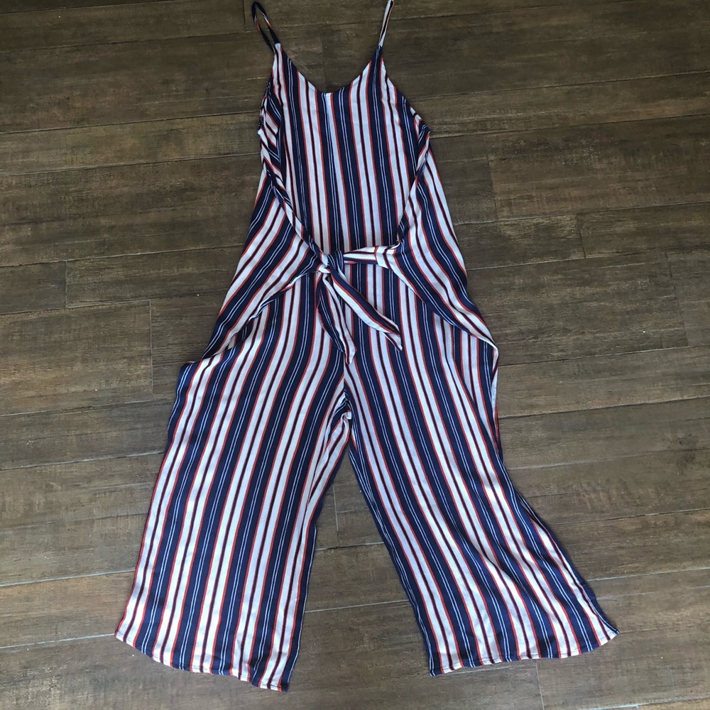 EUC Navy Blue & Orange Striped Jumpsuit GO GATORS